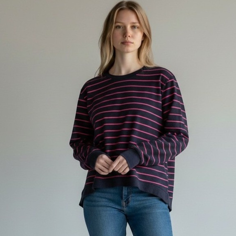 Frank & Eileen Tee Lab Navy Pink Striped High Low Top LAB511RFT Medium USA